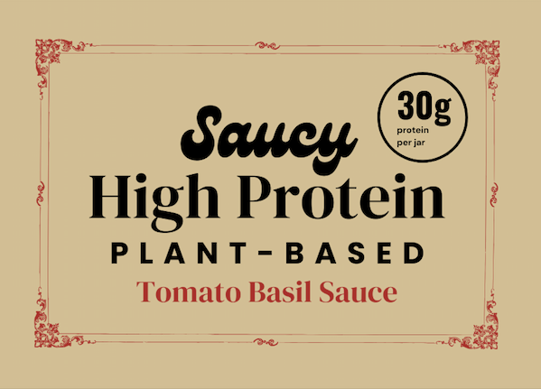 saucy high protein plant based tomato basil sauce packing 30g of protein per jar