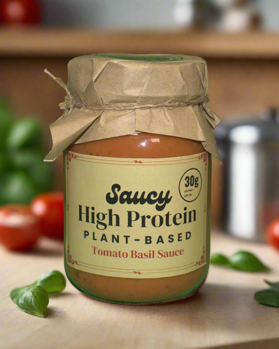 Saucy High Protein Sauce Jar 30g of protein per jar, plant based protein, tomato basil sauce