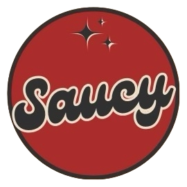 saucy high protein sauce vector logo transparent red black white